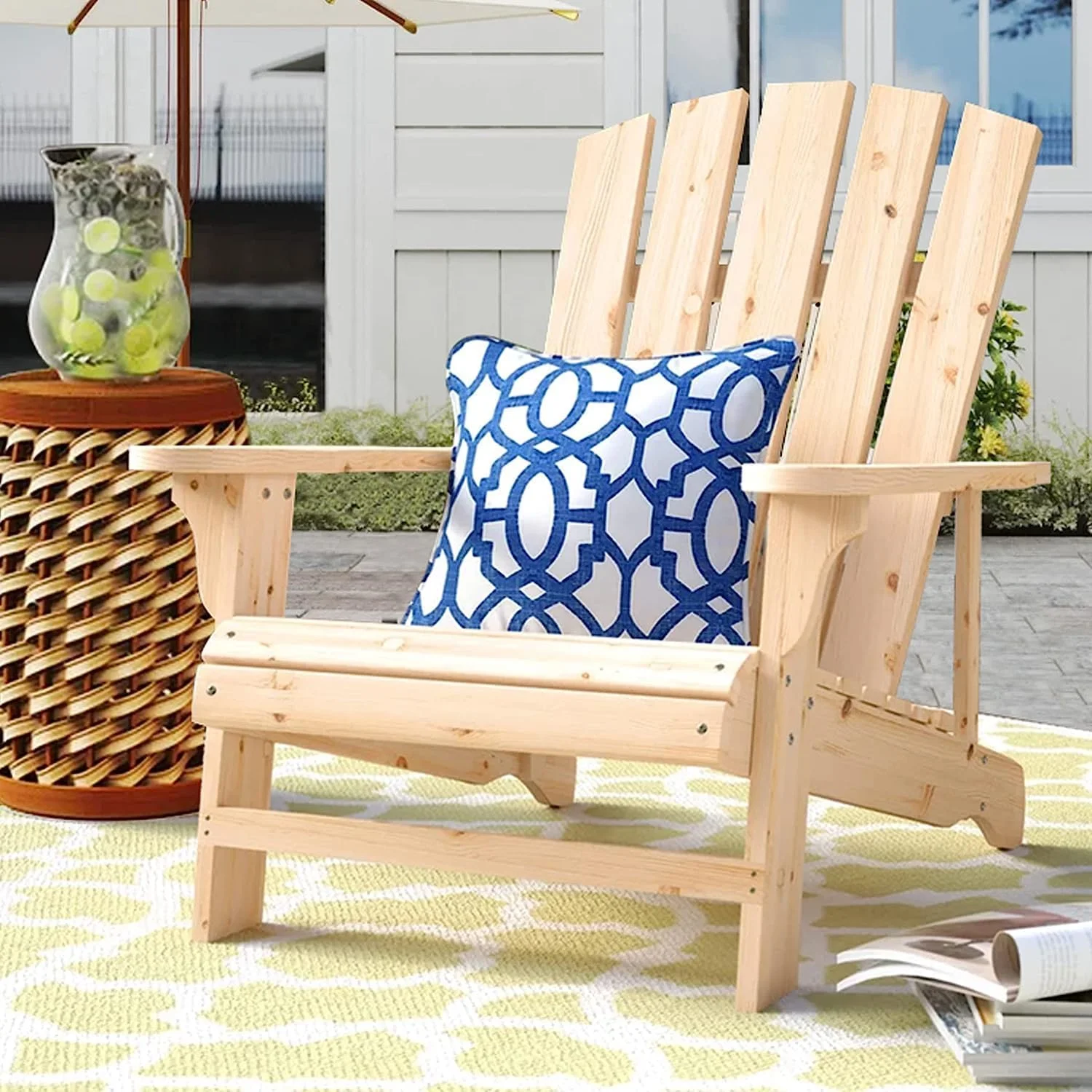 Outdoor Wooden Adirondack Chairs Elegant Chairs for Yard Elegant Garden Lawn Deck Outdoors Fire Pit - Natural Finish