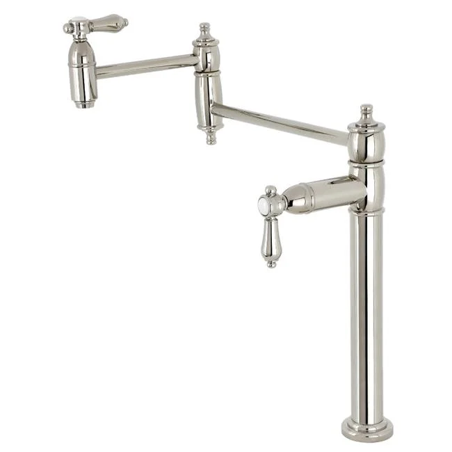 18.38 in. Heirloom Deck Mount Pot Filler, Polished Nickel