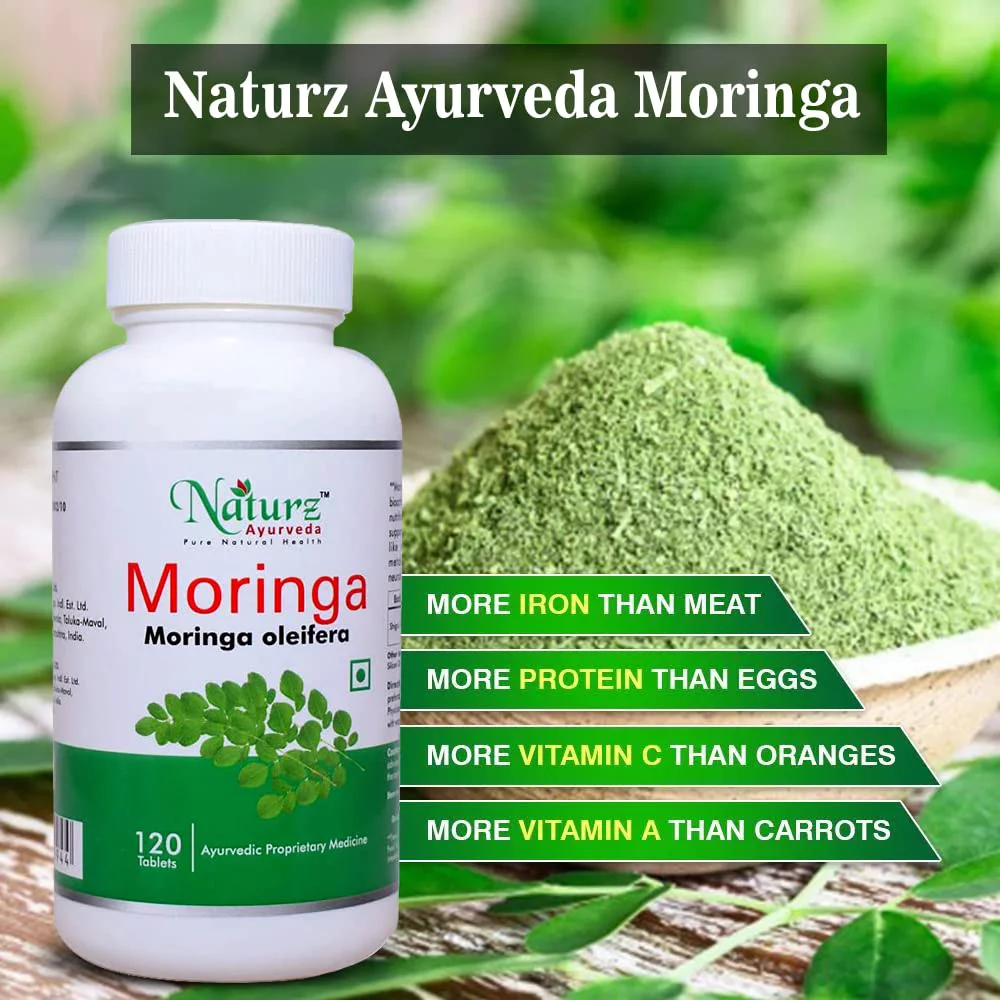 Naturz Ayurveda Moringa 120 Tablets, Grey