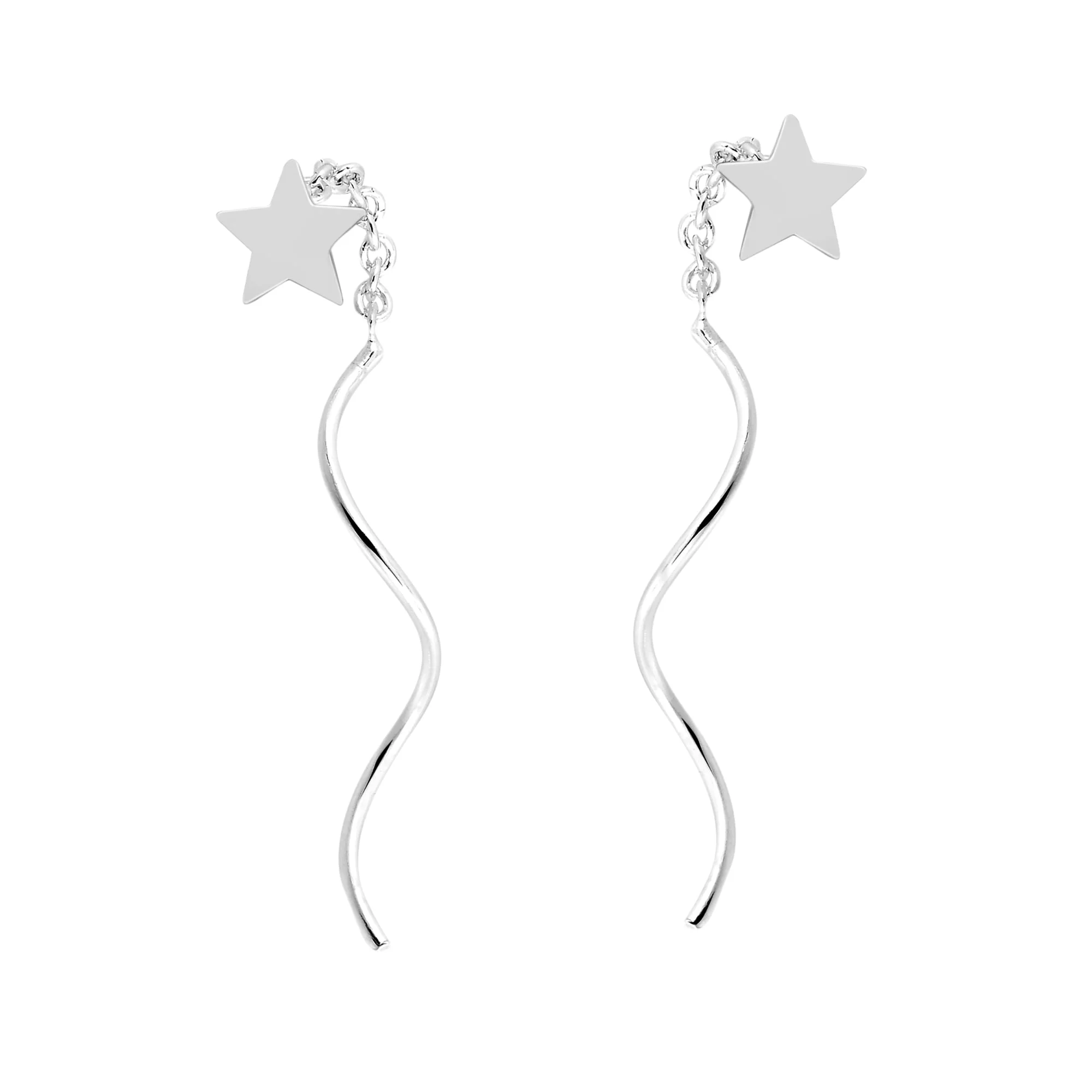 Unique Spiraling Stars Sterling Silver Slide-Through Earrings