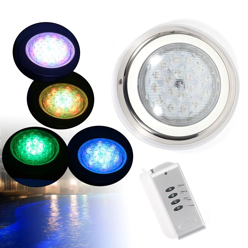 DENEST 54W RGB Underwater Swimming Pool Light Pond Fountain Light with Remote Waterproof