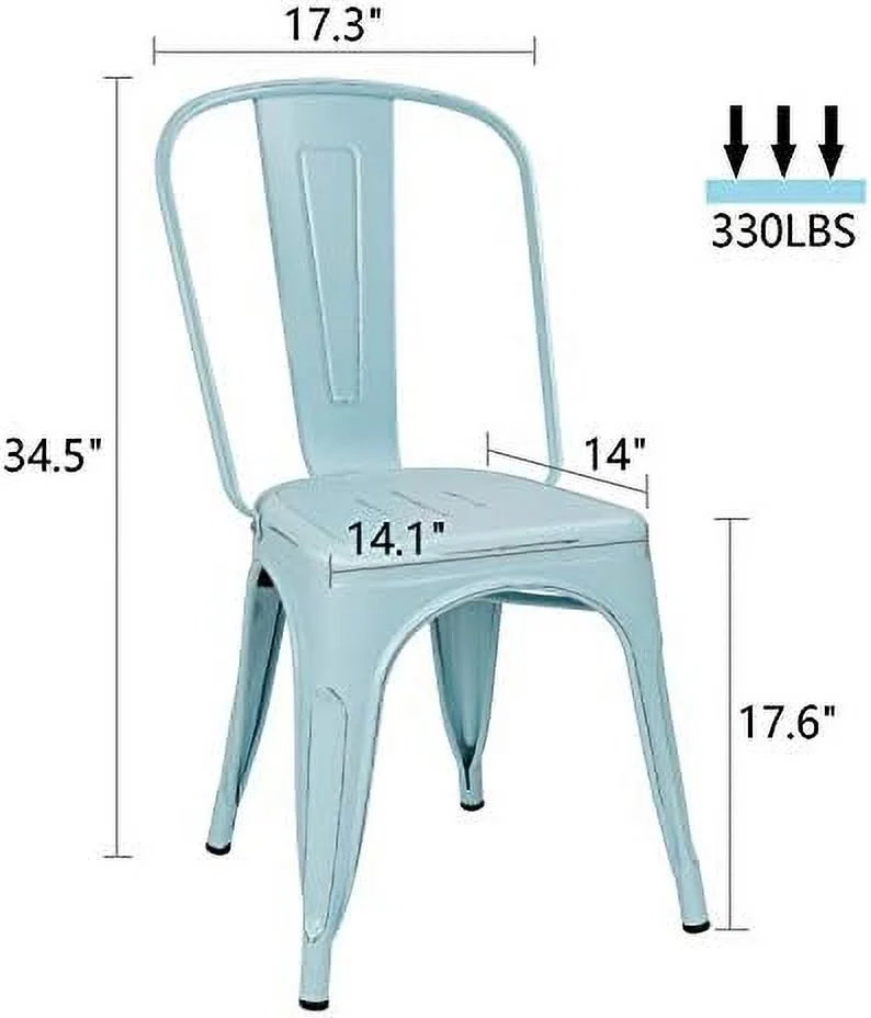 SQYTHGB Metal Dining Chairs Stackable Kitchen Dining Chairs Metal Chairs Bistro Cafe Side Chairs Height Restaurant Chairs Tolix Side  Chairs  Set of 4 (Grey)