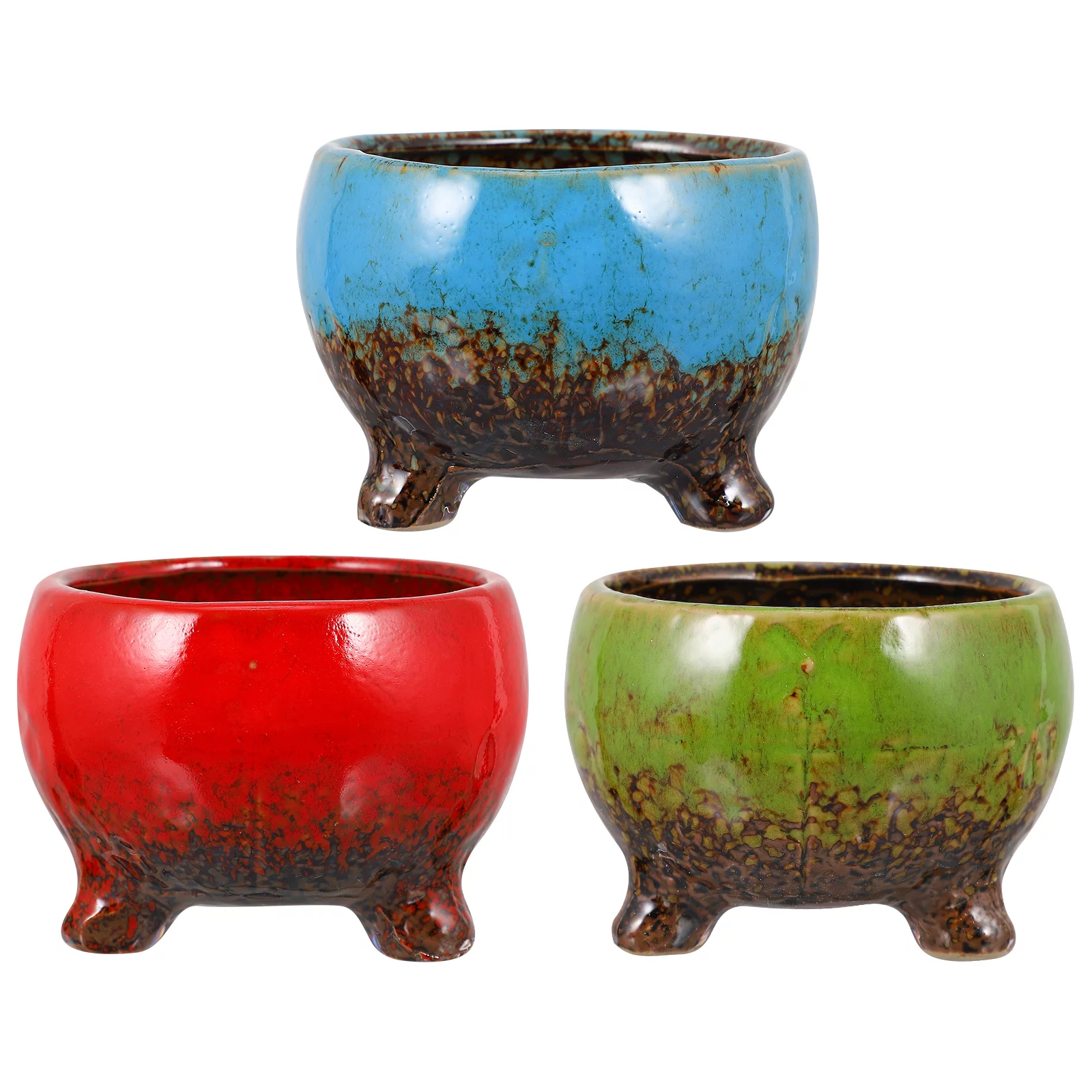 Guichaokj 3pcs Fleshy Plant Flowerpot Ceramic Succulents Pot Flowerpot Decor Bonsai Pot