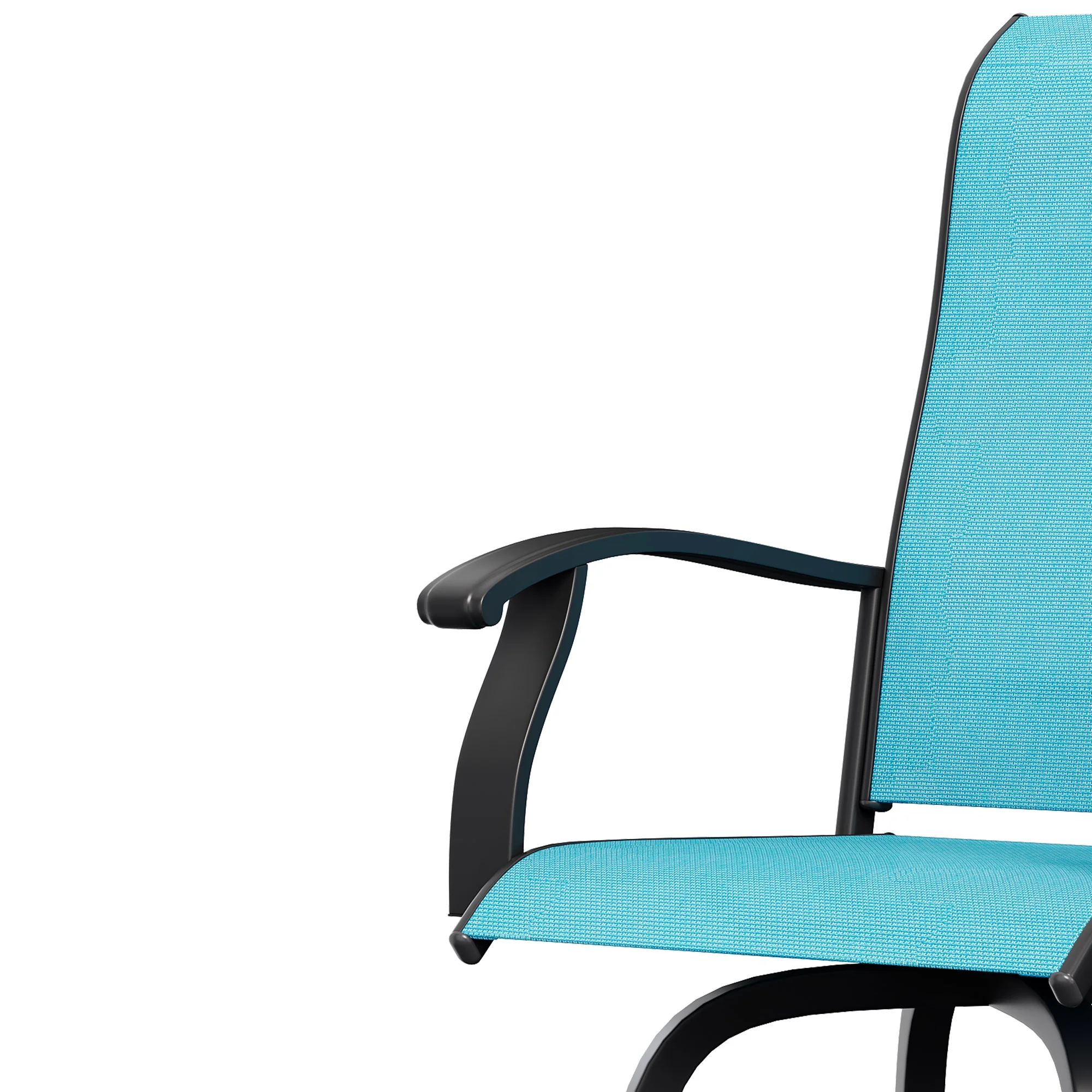 Wooflex High Back Swivel Bar Stools Set of 2, All Weather Outdoor Patio Swivel Chairs with Breathable Textilene and Metal Frame for Garden Backyard Deck, Blue