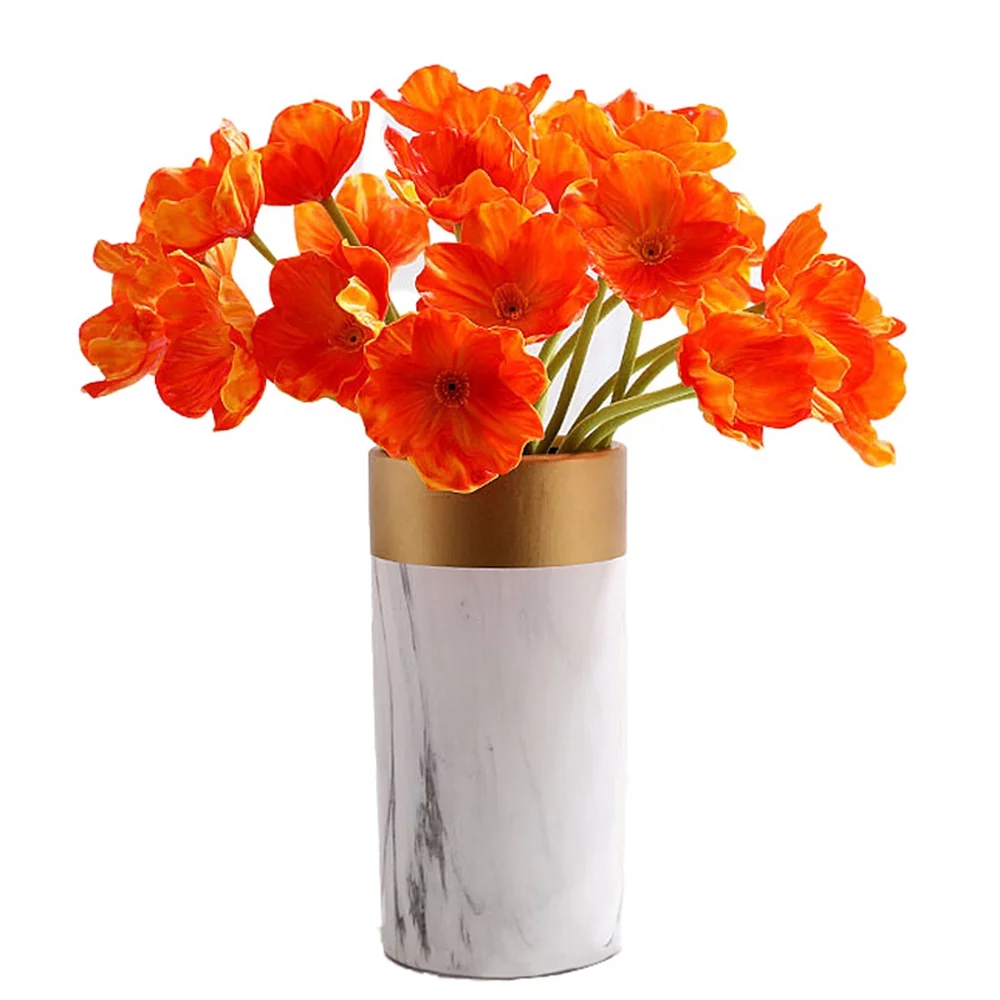 Zukuco Artificial Flowers, Real Touch PU latex Corn Poppies Silk Flowers Decorative Fake Poppy Flowers for Wedding holiday Bridal Bouquet Home Party Décor