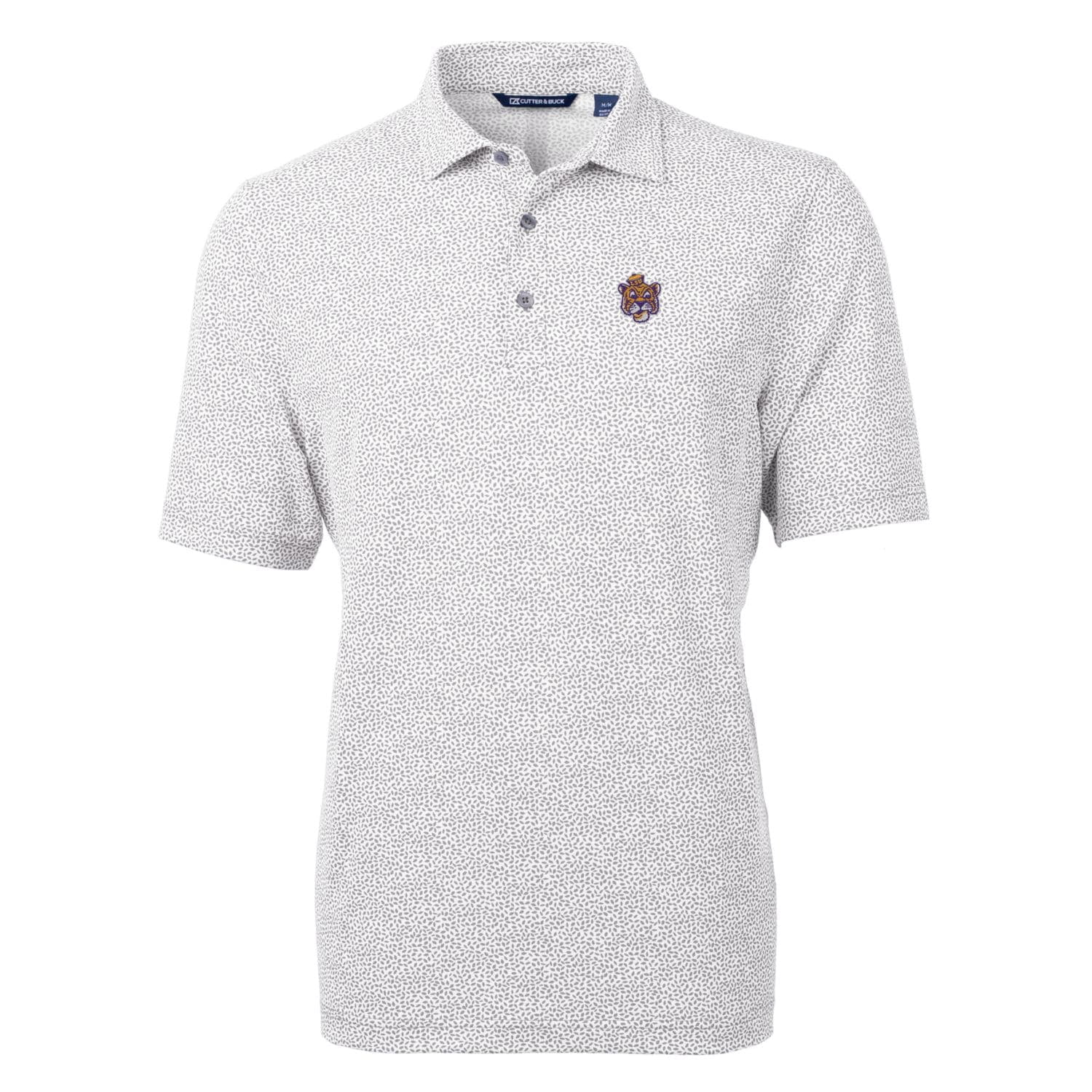 Men's Cutter & Buck Gray LSU Tigers Virtue Eco Pique Botanical Recycled Polo