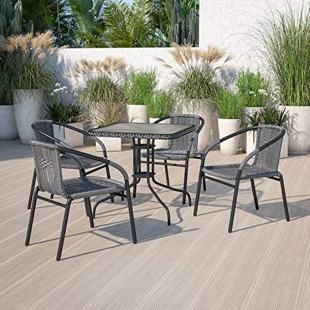 HYHBIBOOM 2 Pack Medium Brown Rattan Indoor-Outdoor Restaurant Stack Chair
