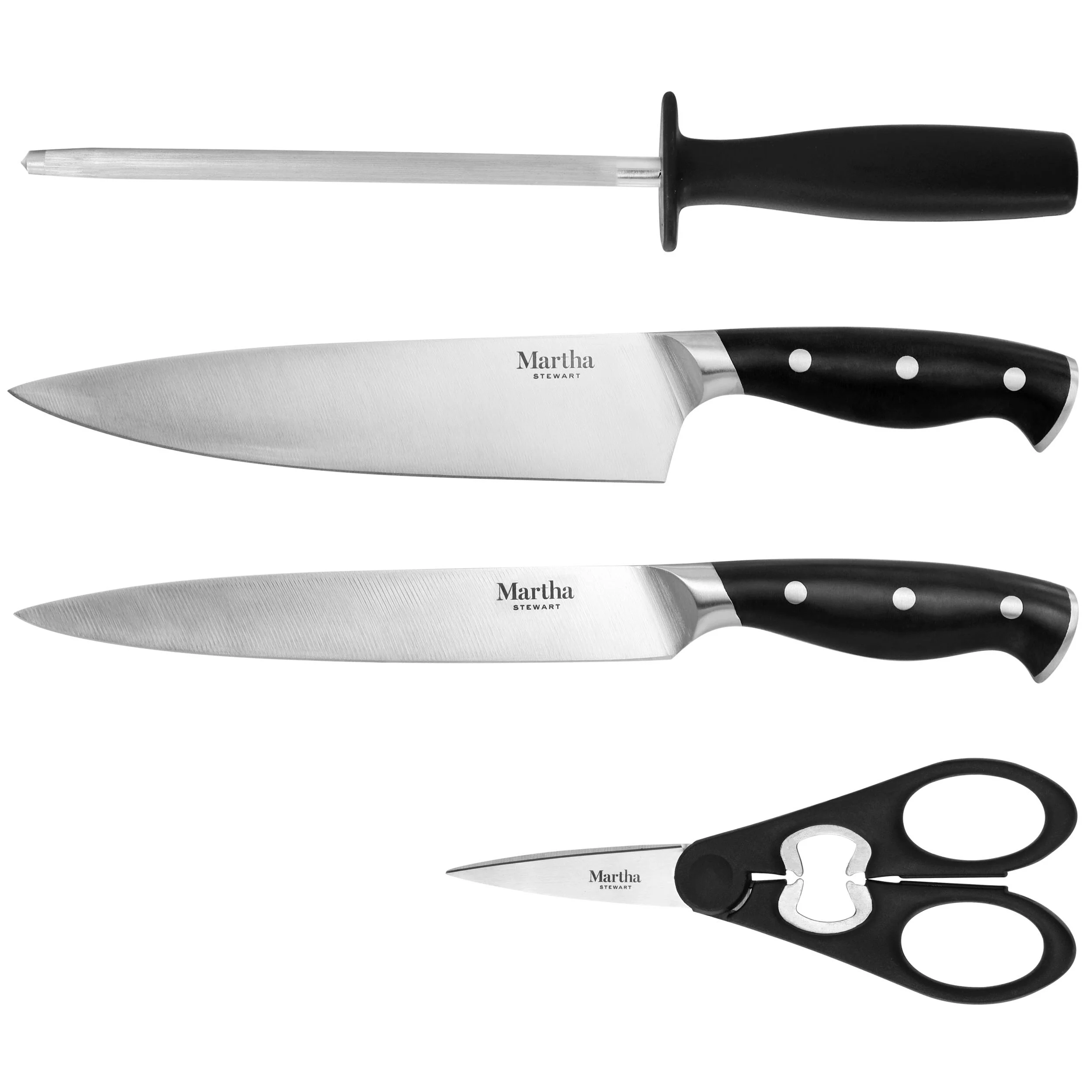 Martha Stewart  Stainless Steel 14 Pc Cutlery and Knife Block Set Black - 14 pc