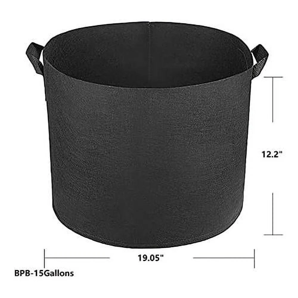 2 Pcs 15 Gallons Nonwoven Plant Grow Bags With Handles, Heavy Duty And Best Air Permeablity For Flowers, Fruit Trees, Vegetables, Garden Plants