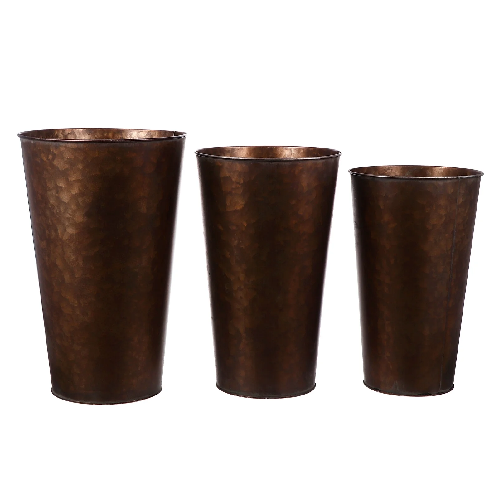 Gongxipen 3pcs Metal Flower Pot Rural Style Antique Planter Flower Bucket for Home Garden