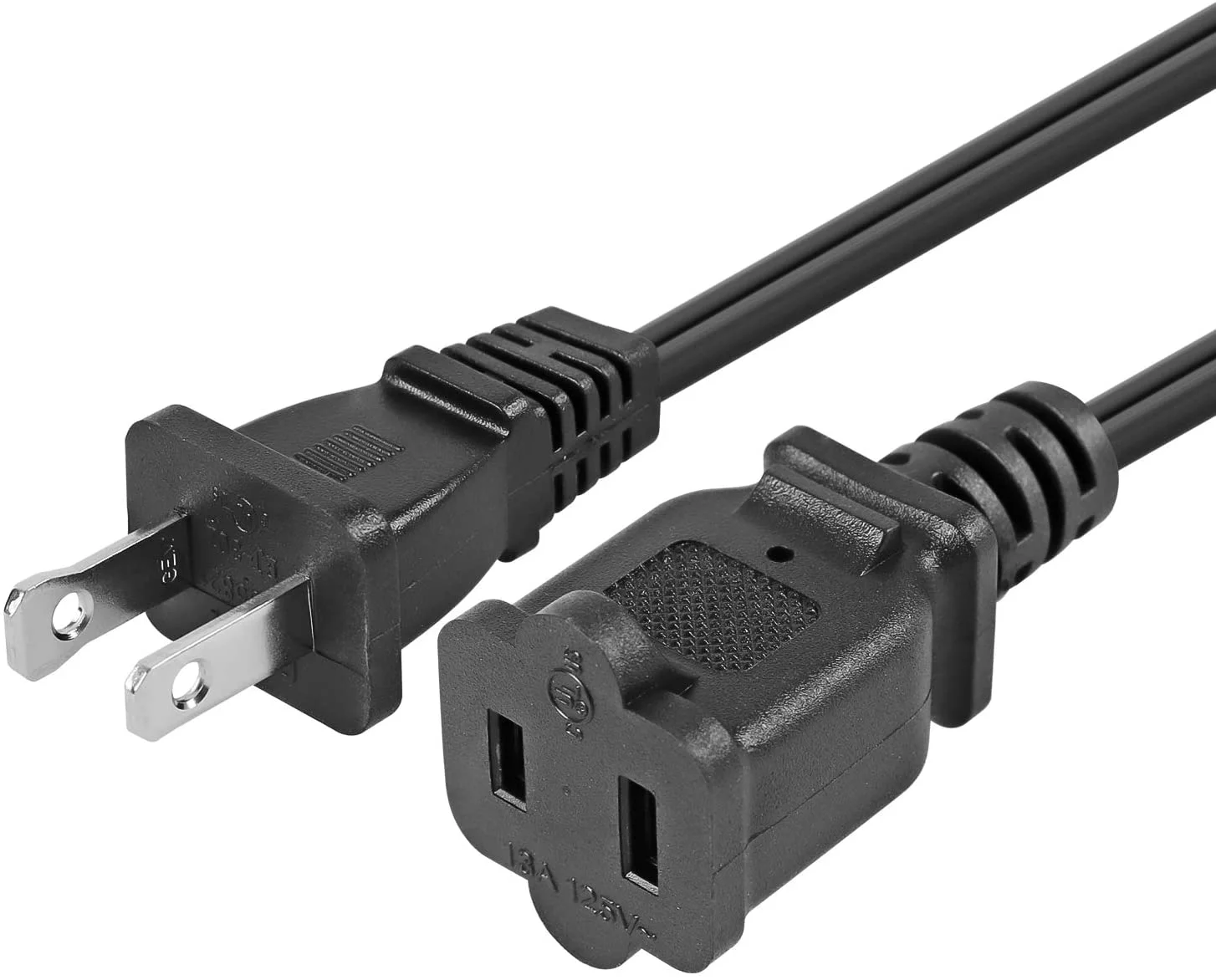 VSEER Polarized 2-Prong Male-Female Extension Power Cord Cable, Outlet Extension Cable Cord US AC 2-Prong Male/Female Power cable10A/125V,Nema 1-15P to 1-15R Cable Polarity (3FT)
