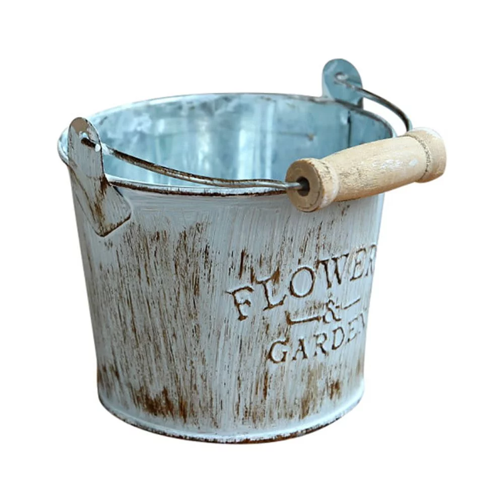 Vintage Metal Iron Keg Flower Pot Hanging Balcony Garden Planter Decor Pot