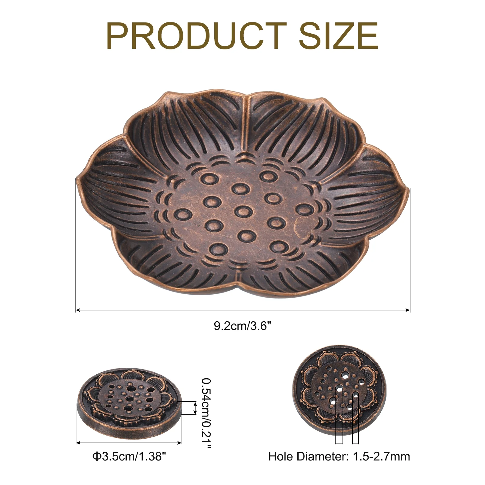 2pcs Flower Incense Holder Incense Burner Holder Gourd-Shape Ash Catchers Copper