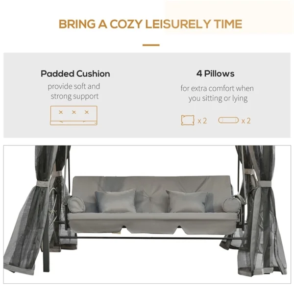 Fithood 3-Seat Patio Swing Chair