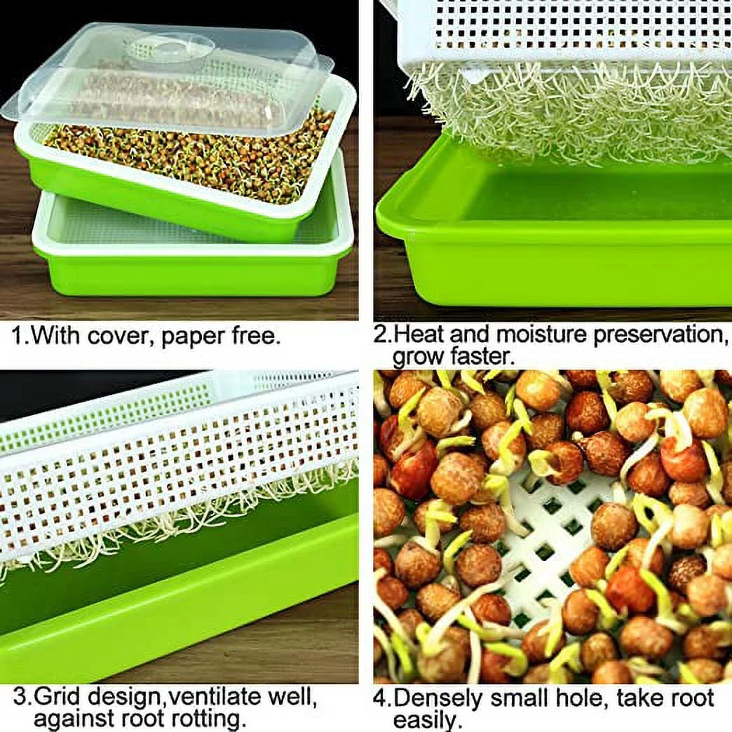 Namzi Seed Sprouter Tray with Lid BPA Free Bean Sprout Grower Germination Kit Wheatgrass Grower