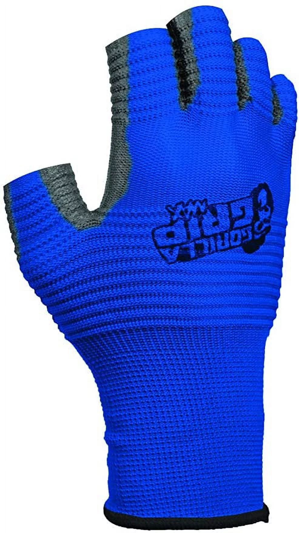 Gorilla Grip MAX Fingerless Gloves | Breathable Fingerless Work and Fishing Gloves with Ribbed Gripping Surface | Color: Blue and Black | 1-Pair