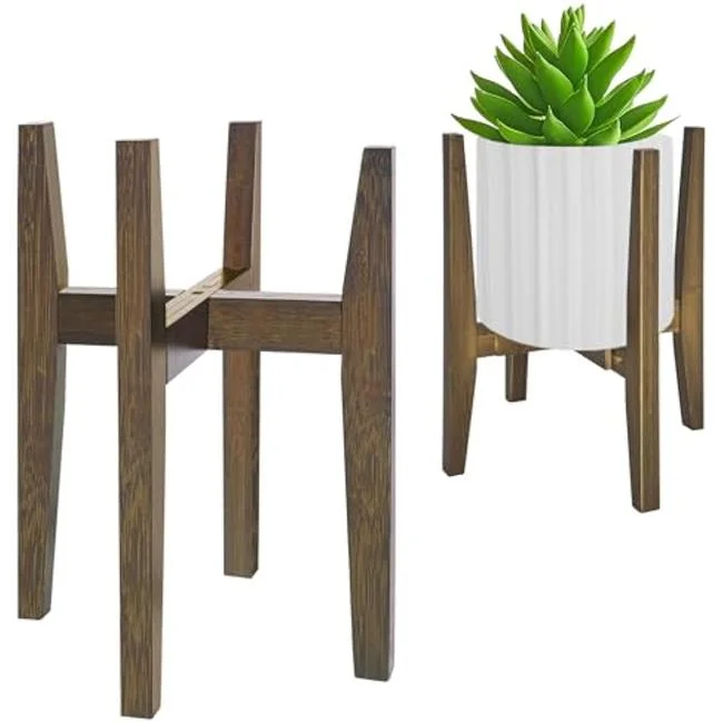 Nuegear TM57652 Adjustable Corner Flower Plants Holders Fits 8 to 12 in. Pots, Walnut