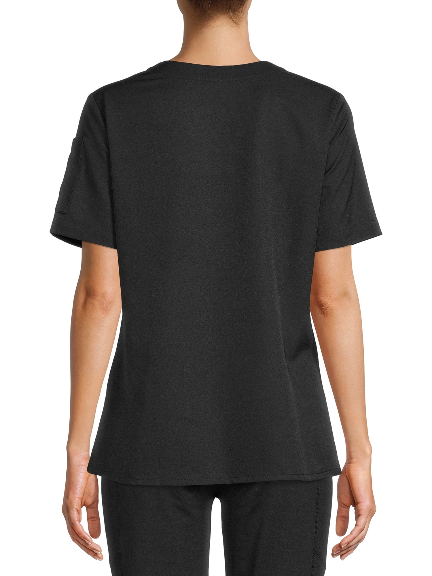 ClimateRight by Cuddl Duds Scrubs Women’s and Women's Plus Zip Neck Woven Tulip Hem Top