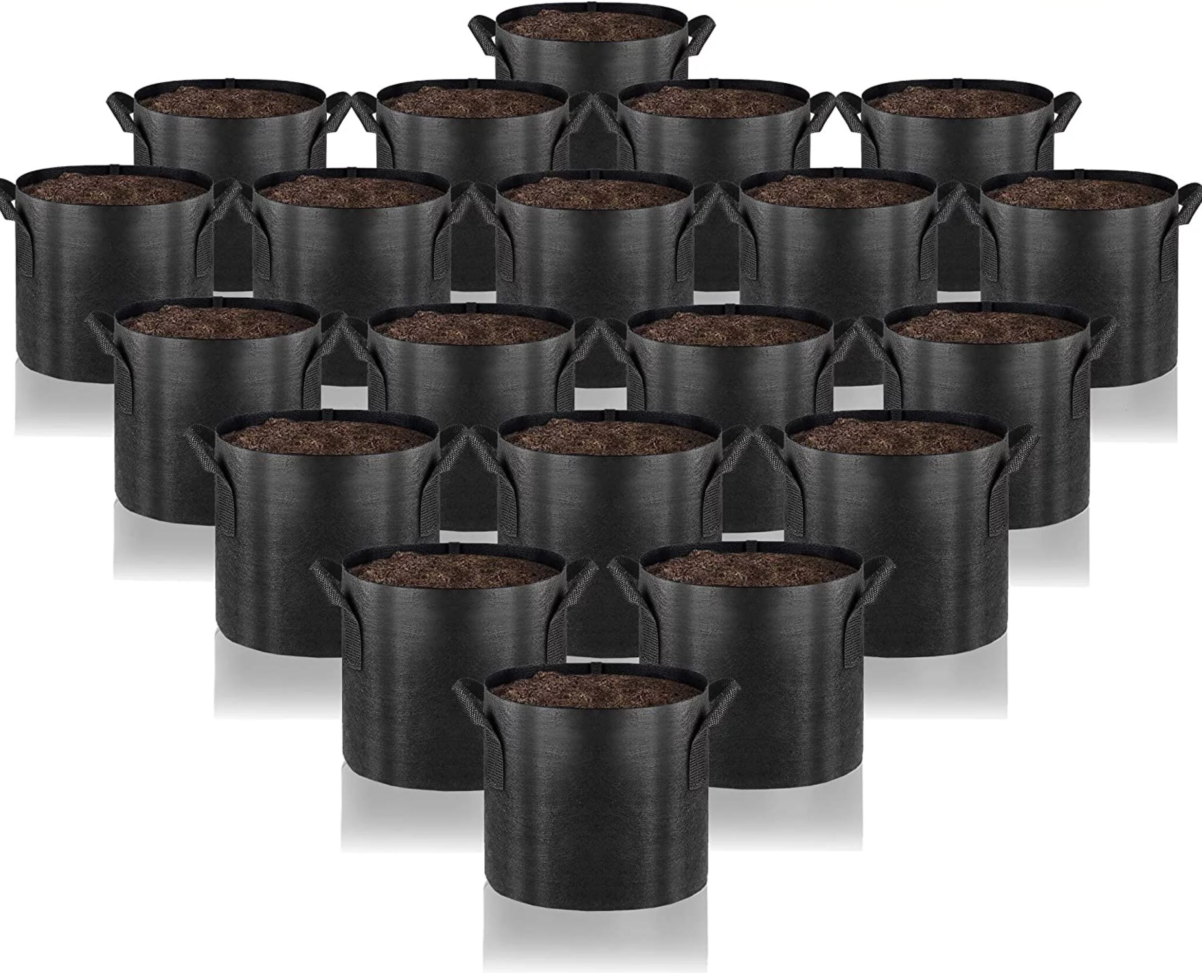 Gardenera Reusable Grow Bags - 20-Pack 15 Gallon Fabric Planters with Aeration and Handles, Great for Growing Trees and Large Shrubs