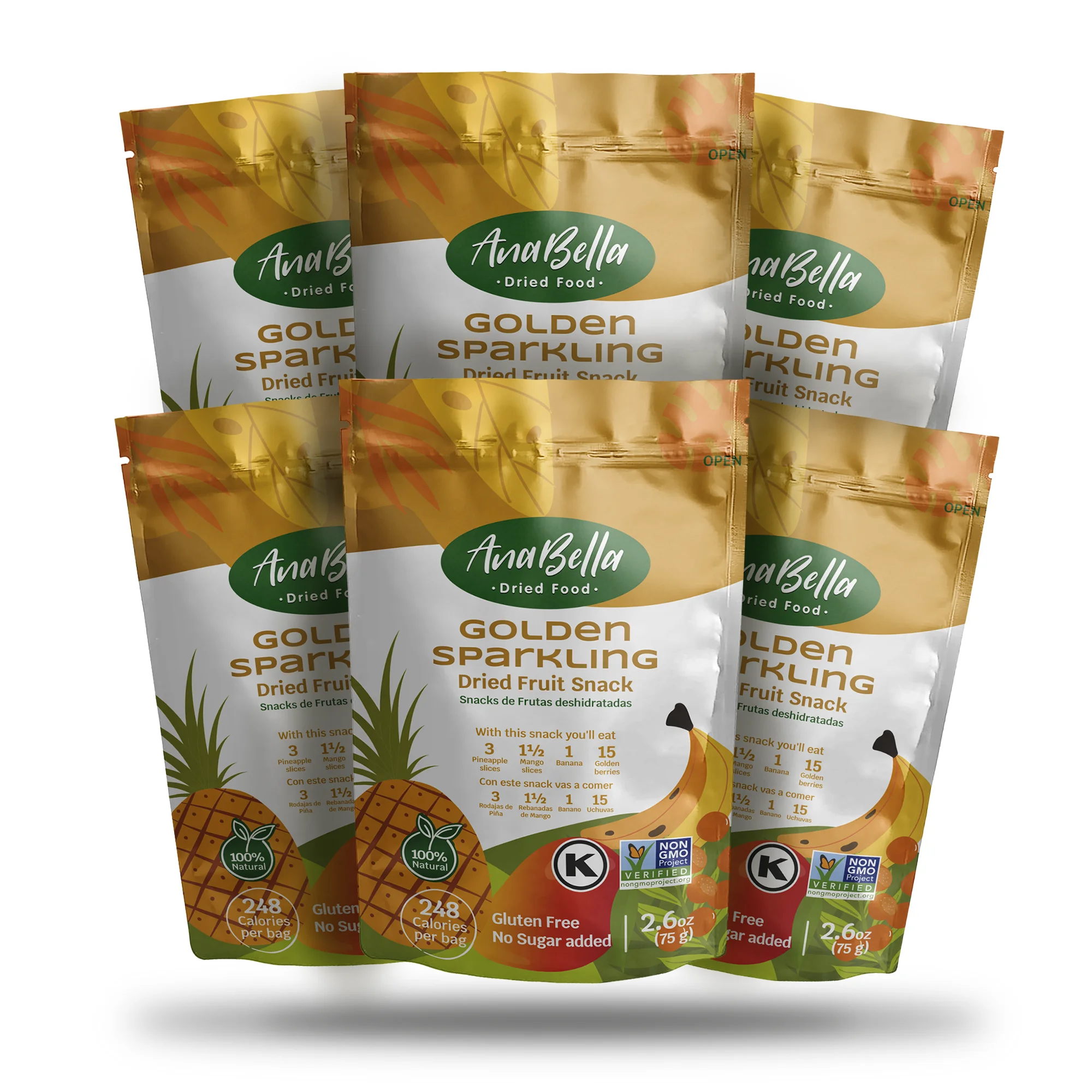 Anabella Golden Sparkling - Display Box X 6 individual container of 2.64 Oz (75 gr)