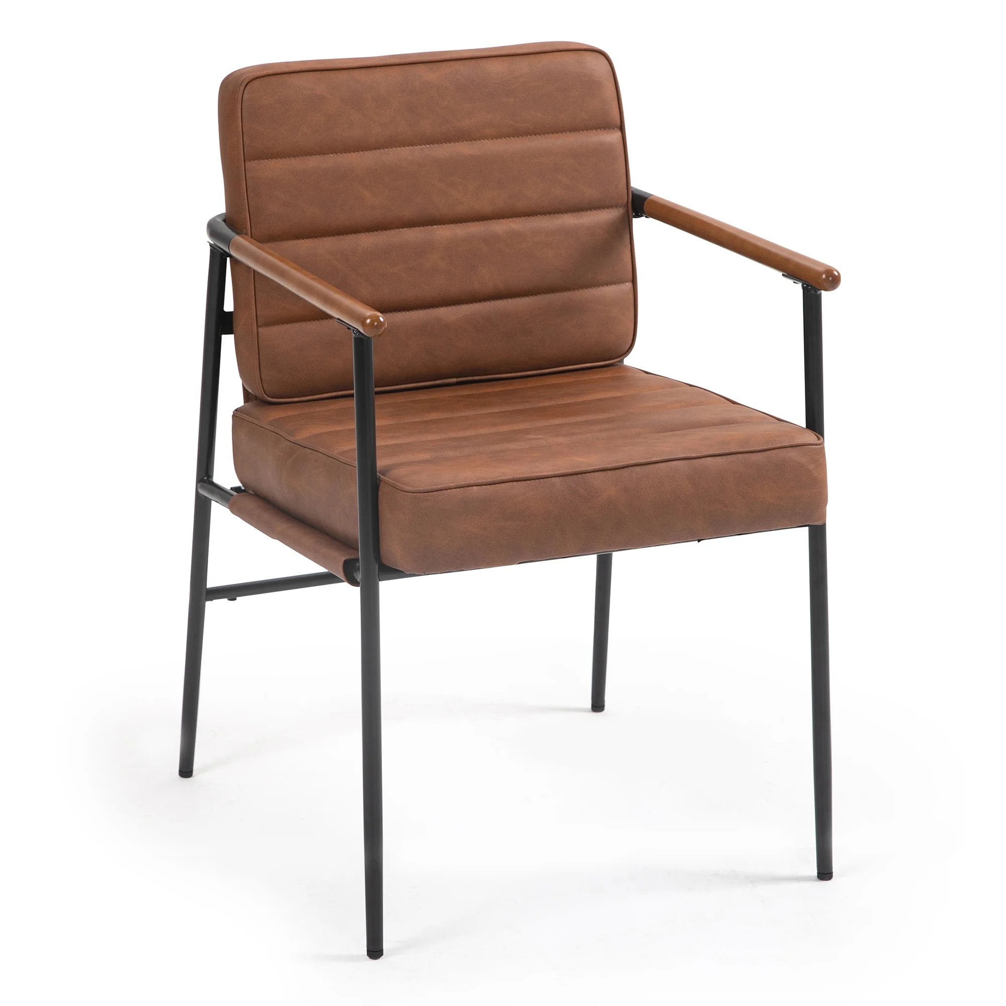 Beckett Brown Faux Leather Dining Chair with Black Iron Legs