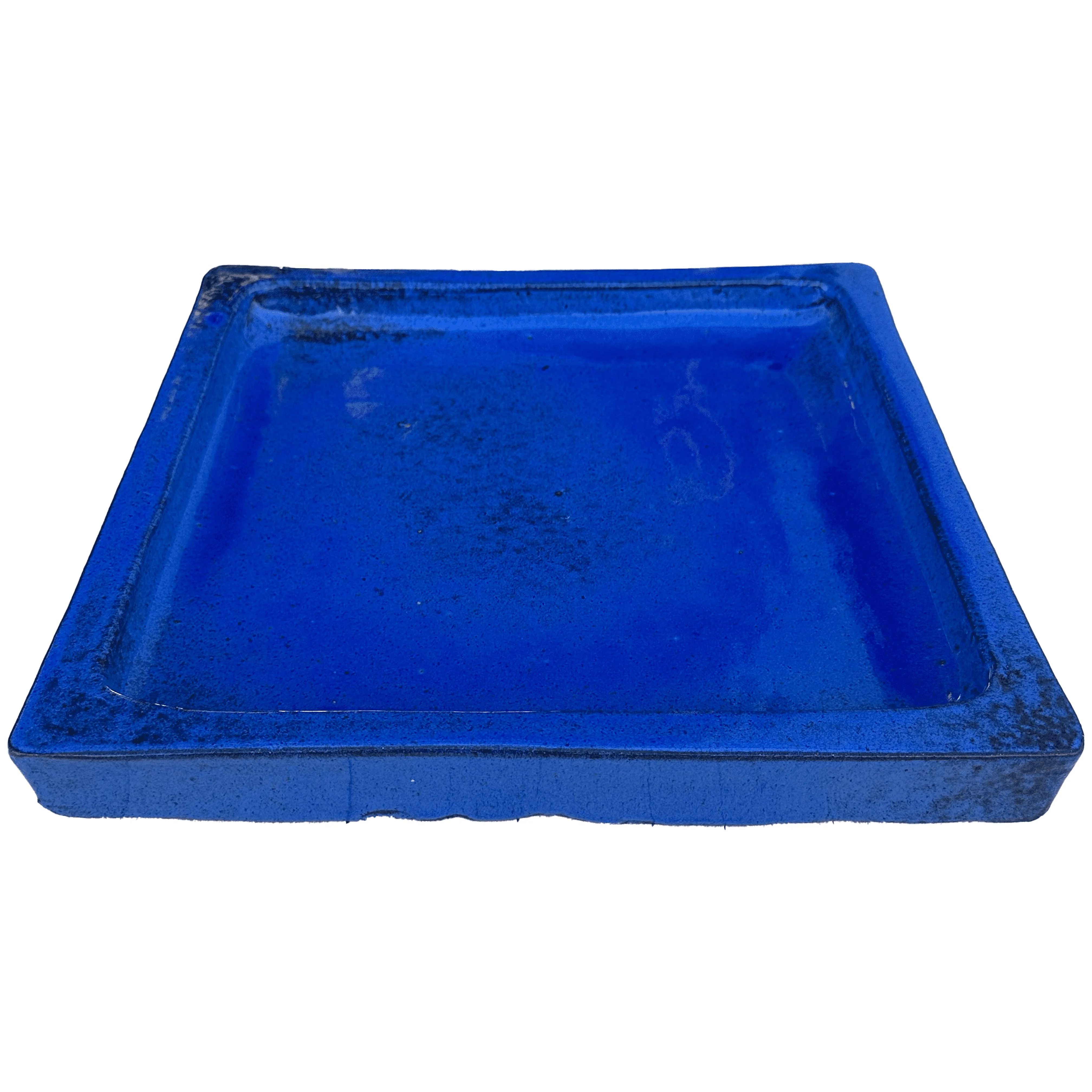 Square Ceramic Saucer | High-Fired, Blue, Durable & Elegant | Planter Runoff Collector |8