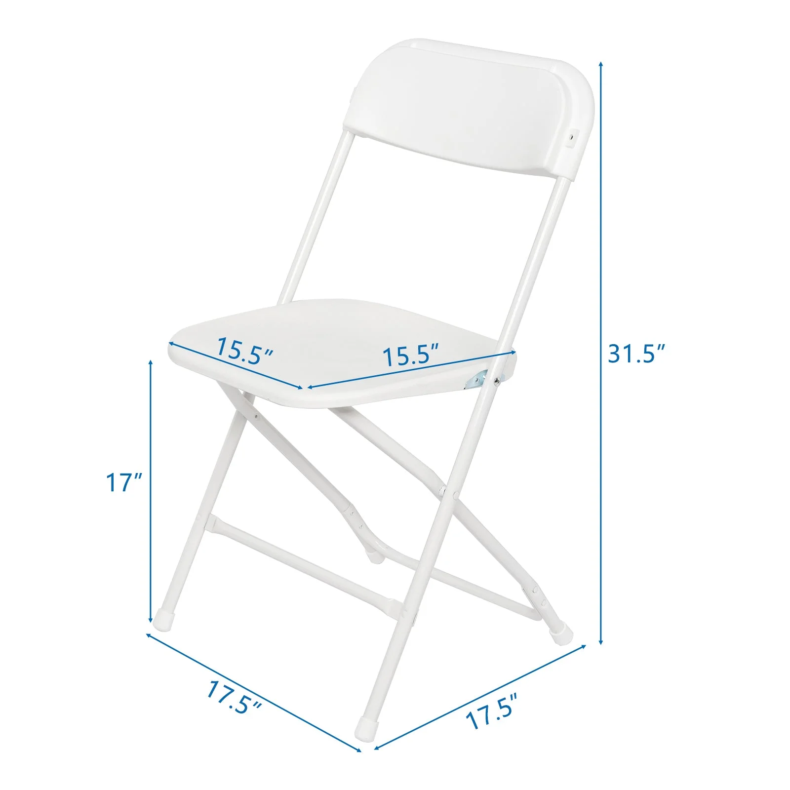 Burufy 6pcs Injection Molding Classic Garden Plastic Folding Chair White
