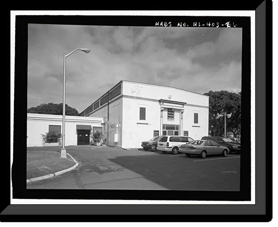 Historic Framed Print, U.S. Naval Base, Pearl Harbor, Gymnasium & Theater, Neville Way, Pearl Harbor, Honolulu County, HI - 6, 17-7/8