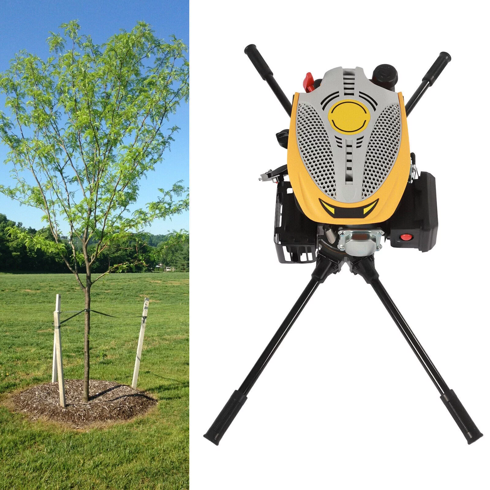 DENSET 4-Stroke 173cc 8HP 2 Men Big Power Post Hole Digger Auger Ground Drill Engine