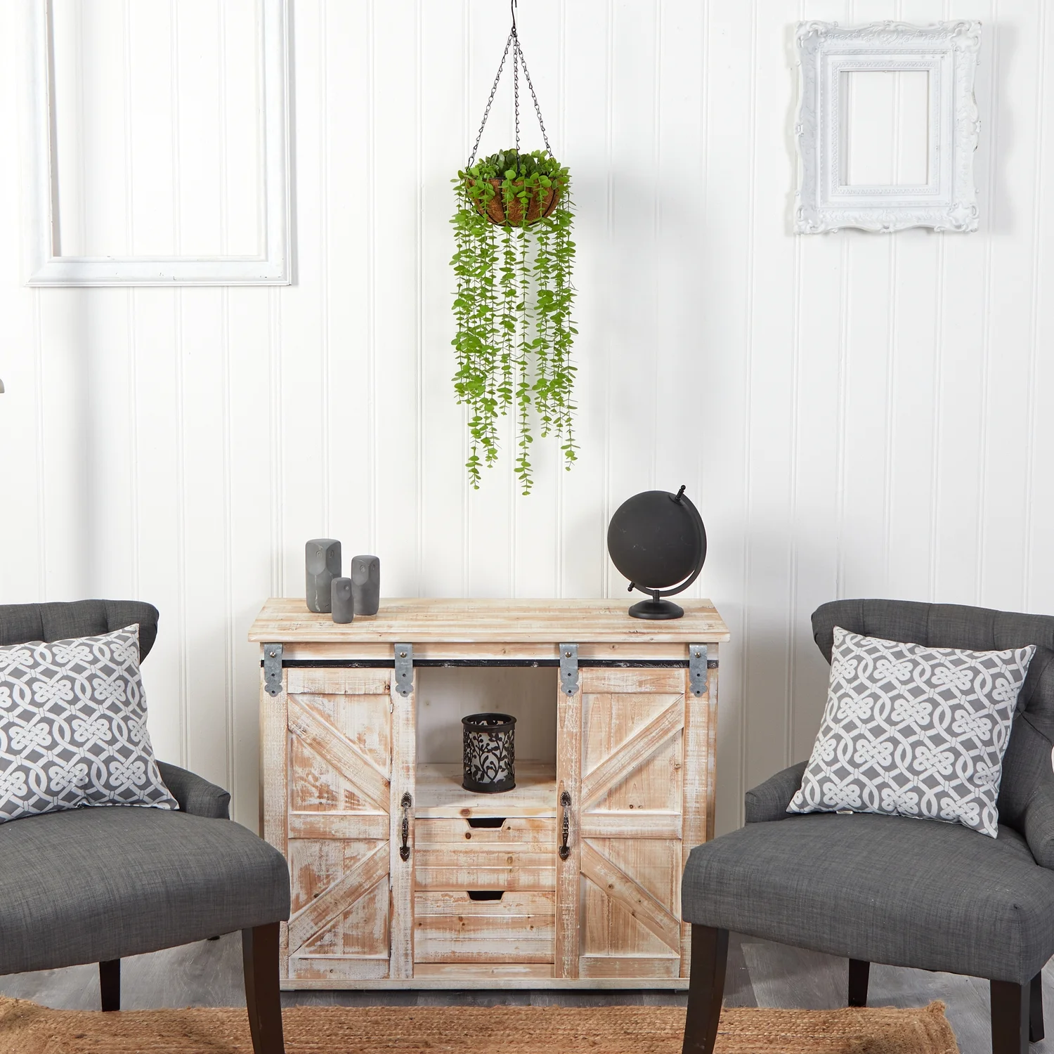 HomeStock Mediterranean Mingle 3Ft. Eucalyptus Artificial Plant In Hanging Basket