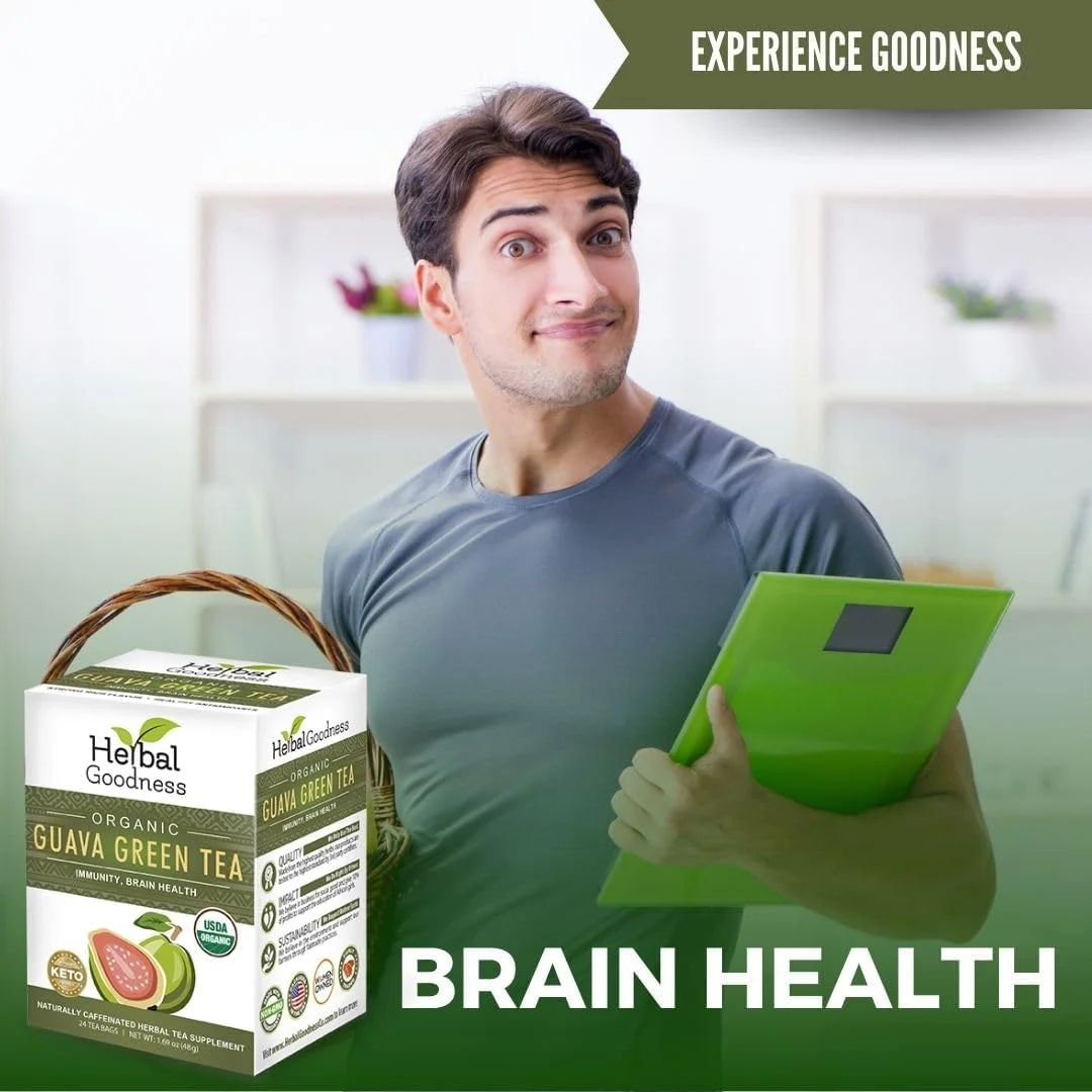 Guava Green Tea -  Digestive System and Immune Support, Immune Booster, Sleep Support, Radiant Skin, Oral Health - 24 Bags - Herbal Goodness