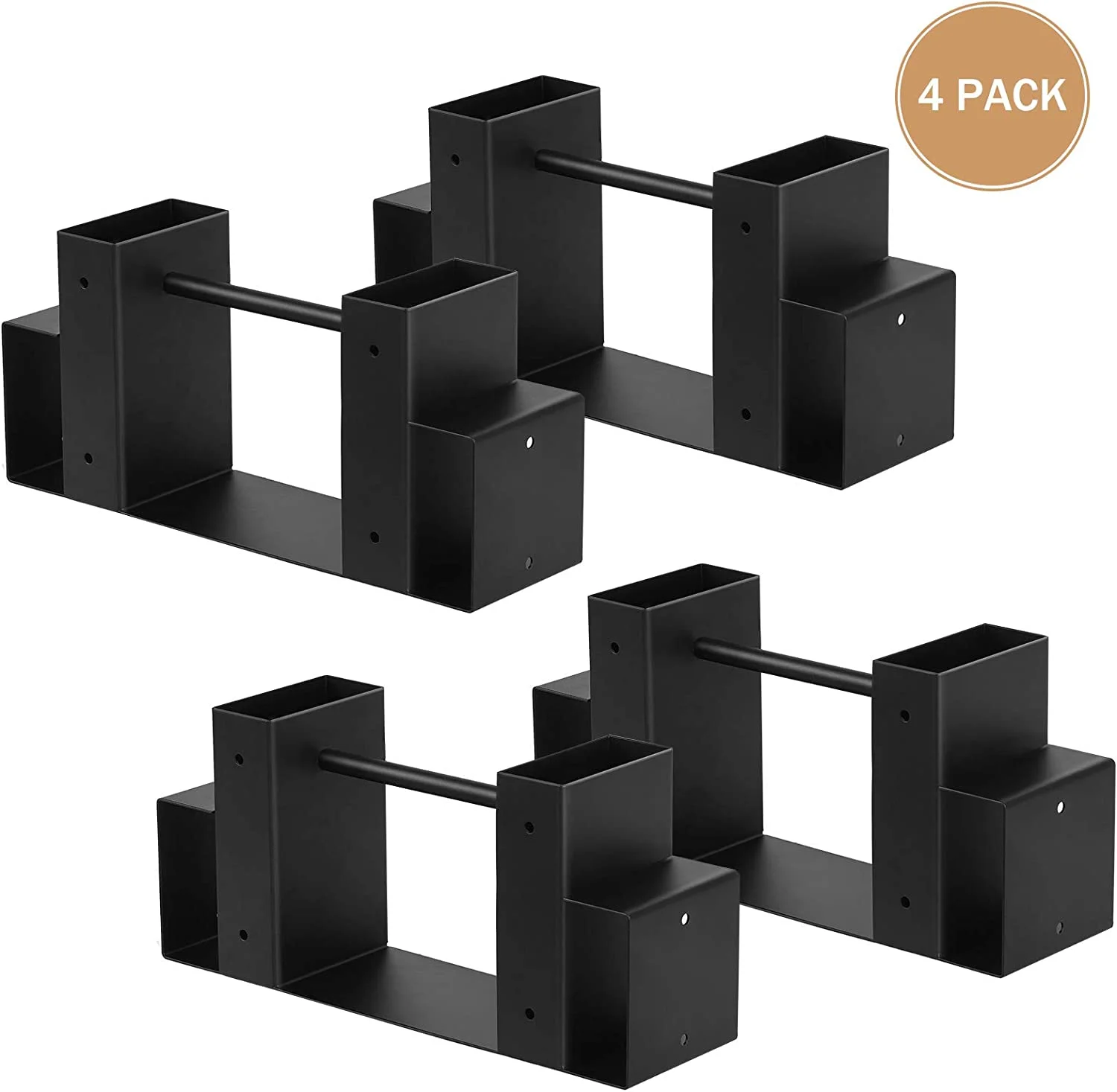 4 Pack Outdoor Firewood Log Bracket Kit, Heavy Duty Adjustable Log Fireplace Wood Holder with Screws