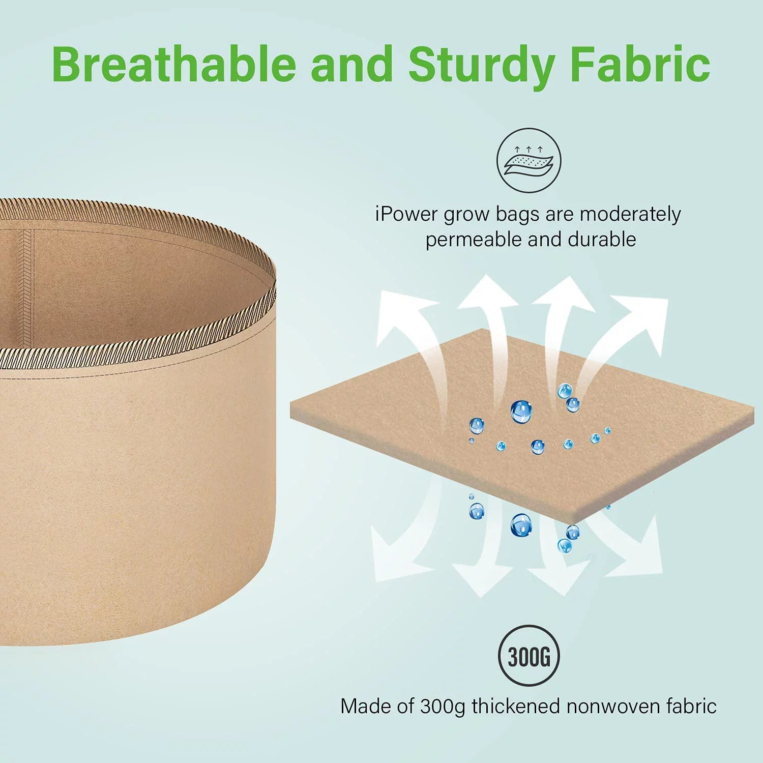 iPower Grow Bags Nonwoven Fabric Pots Aeration Container with Strap Handles for Garden, 10-Pack Tan, 20 Gallon