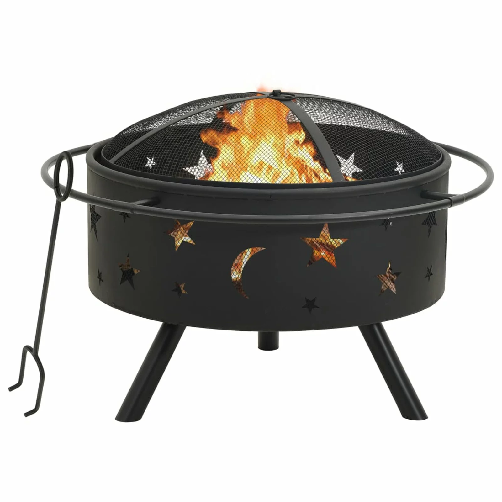 Fire Pit with Poker 29.9XXL Steel