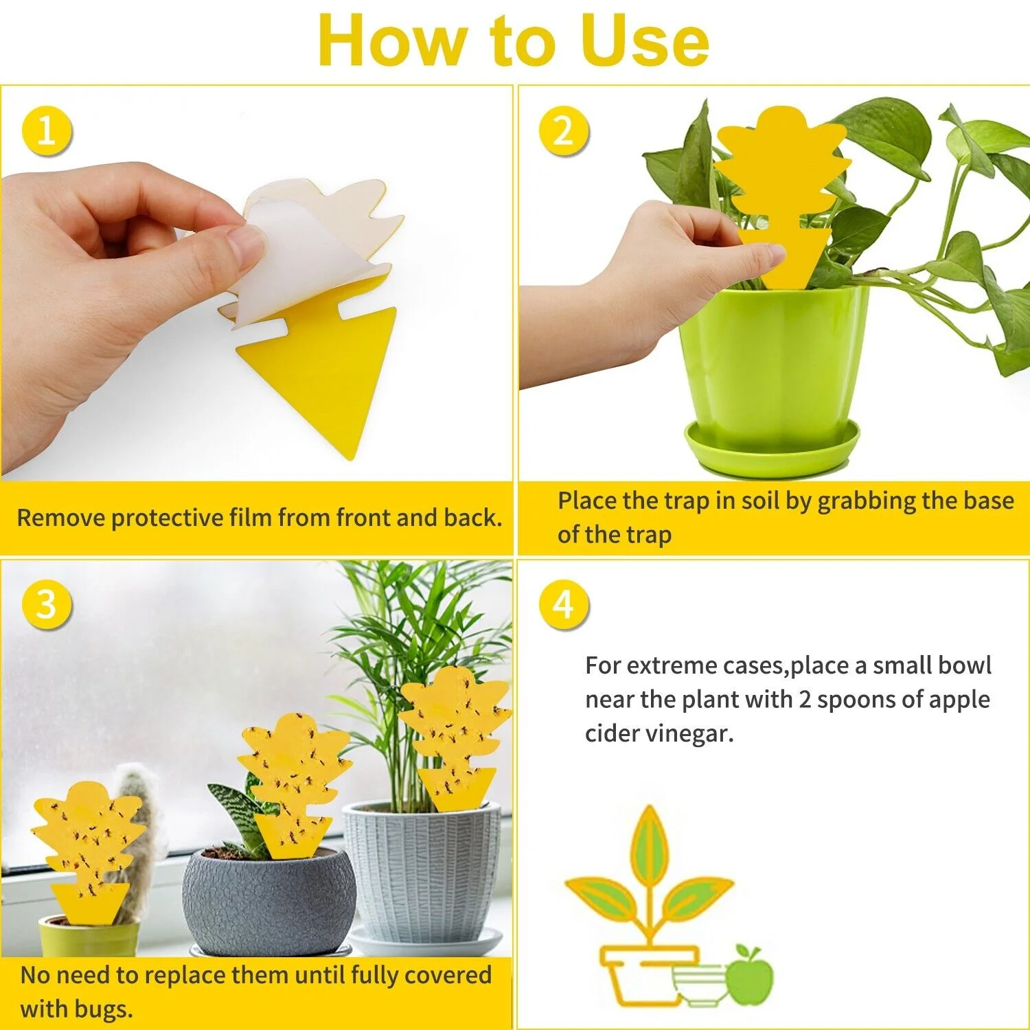 100x Garden Nursery Plastic Pots Flower Plant Container Seed With Label＆Fly Trap