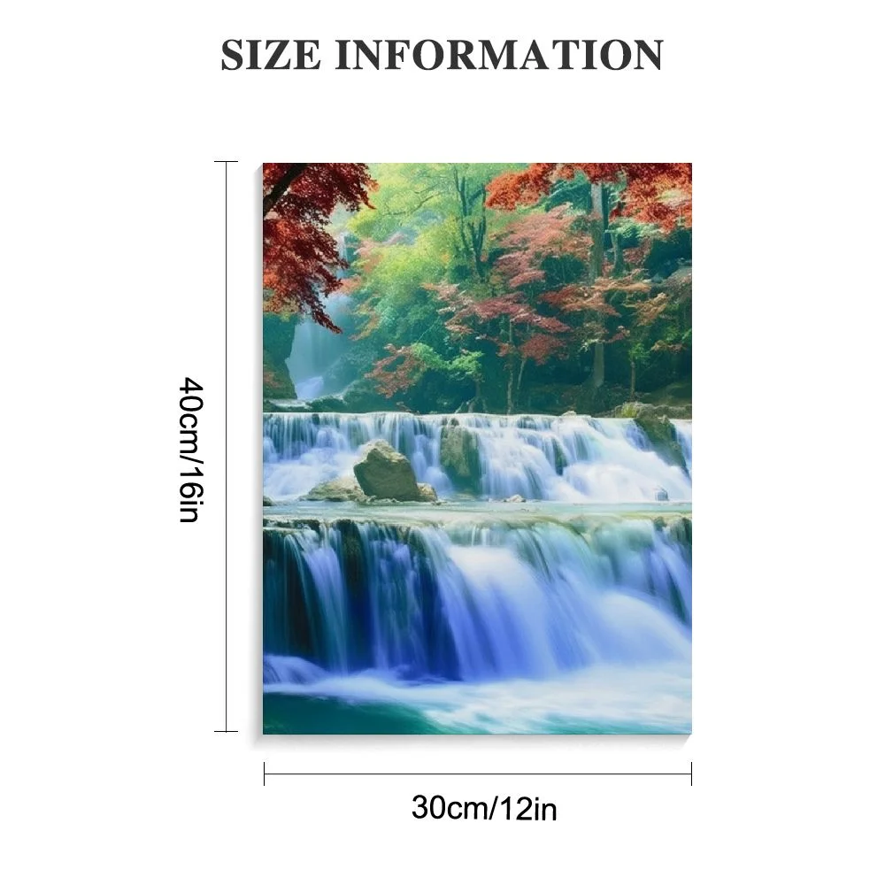 QFMY Decor Art-Wall Art 1 Pieces Waterfall Canvas Print Landscape Paintings Framed Red Trees Forest Canvas Falls Picture for Bedroom Living Room Office kitchen Home Decor Ready to Hang 12x16 in