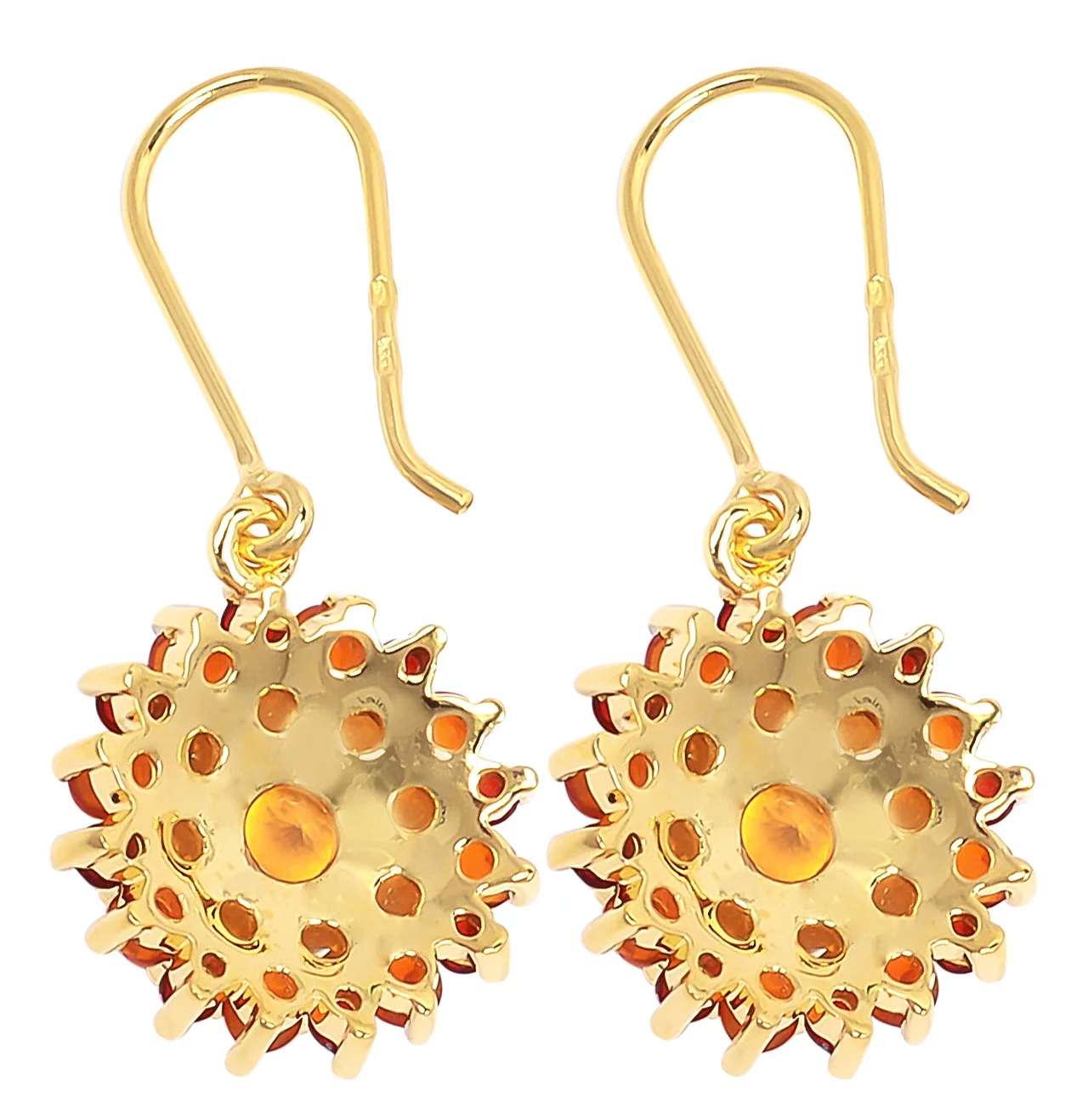 Brazilian Fire Opal Gemstone Jewelry 18K Yellow Gold Drop Dangle Earrings For Women