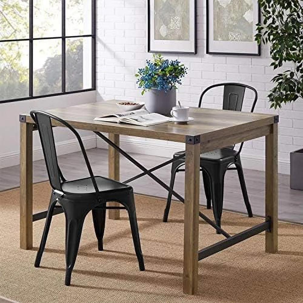 AYFDEGT Metal Dining Chairs Stackable Kitchen Dining Chairs Metal Chairs Bistro Cafe Side Chairs Height Restaurant Chairs Tolix Side  Chairs  Set of 4 (Grey)