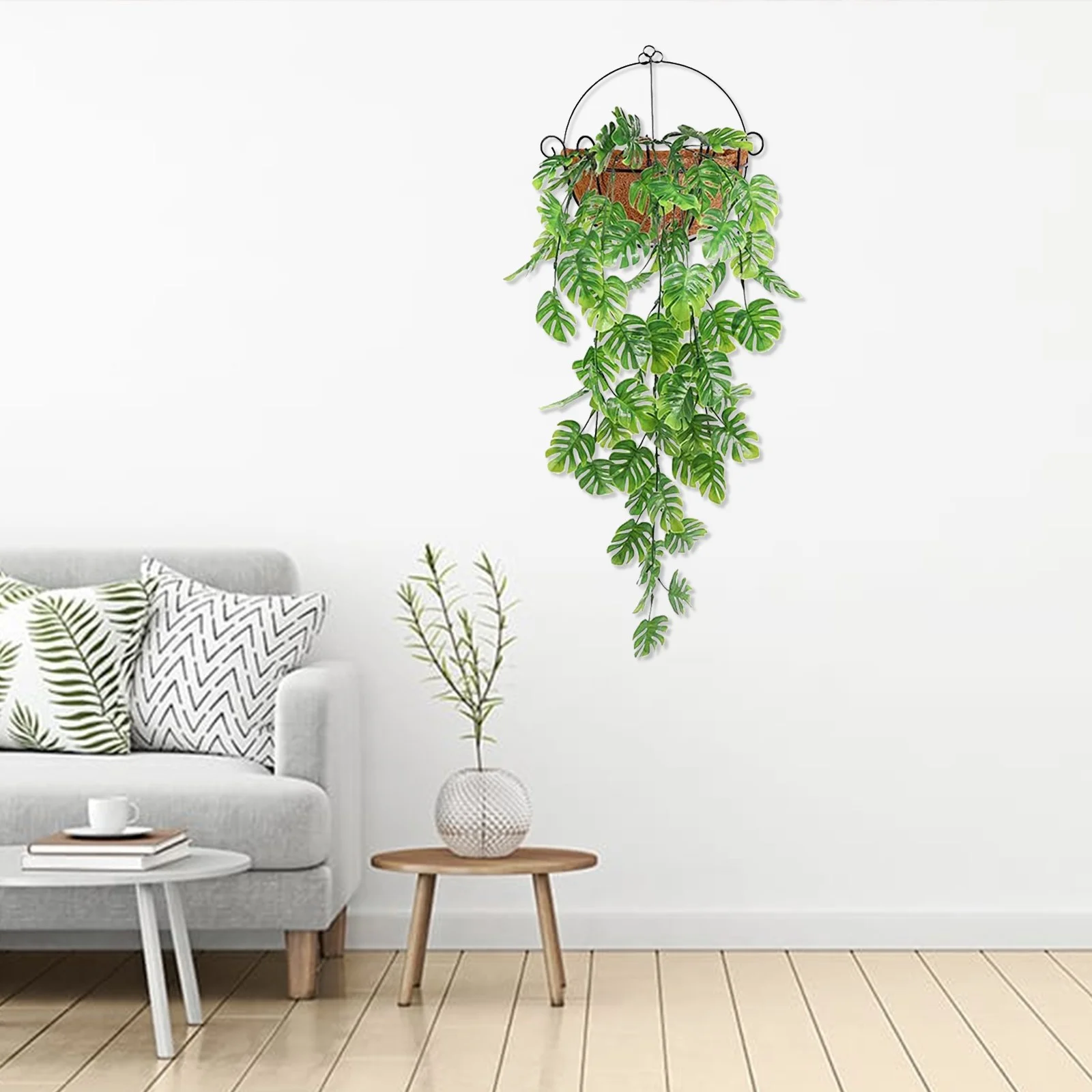 Artificial Outdoor Flowers Artificial Plants Turtle Back Leaf Rattan Outdoor Plastic Plants For Wall Indoor Hanging Baskets Wedding Garland Decor 2 Pcs