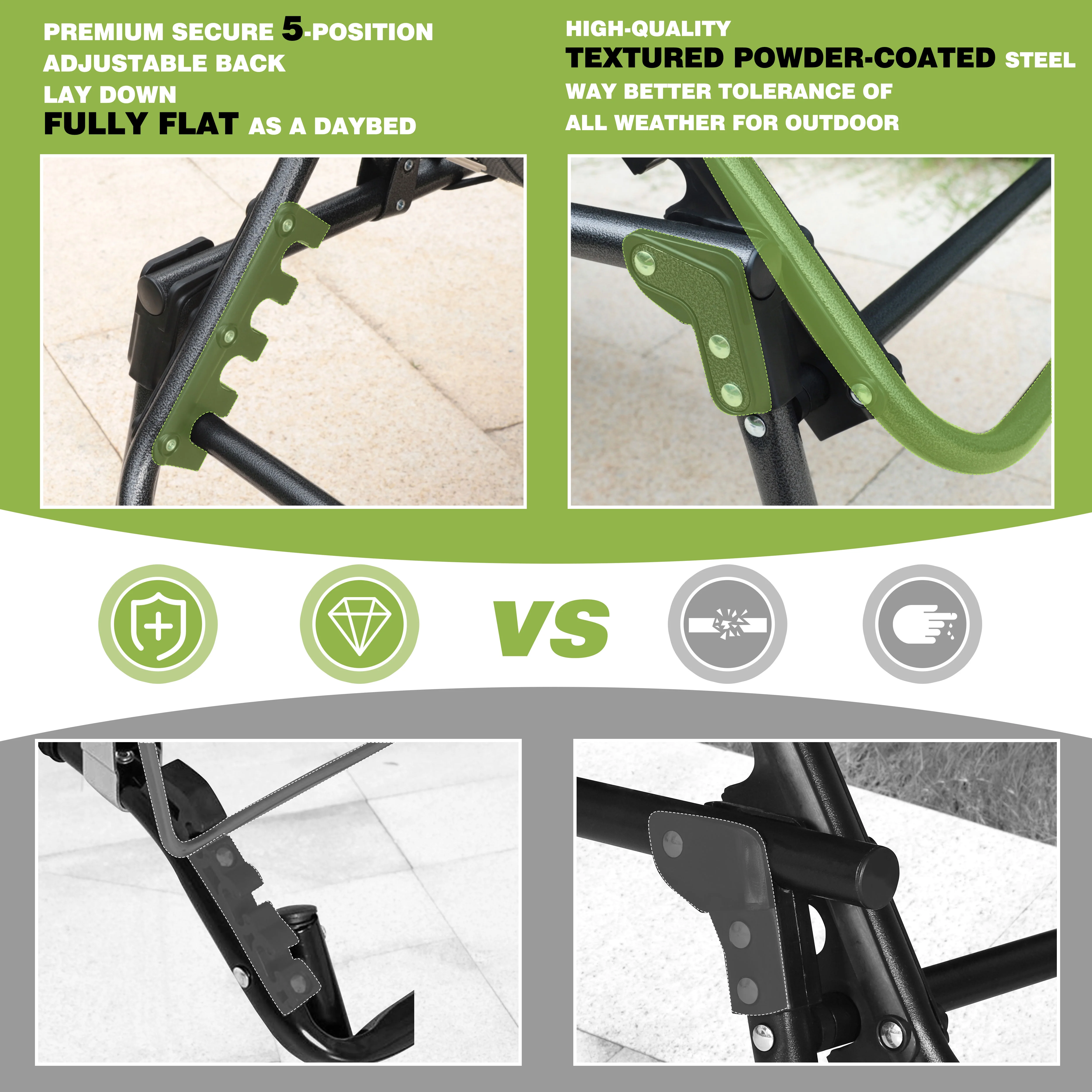 VEIKOUS Tanning Chair, 5-Position Adjustable Sunbath Lounge Chair w/Face & Arm Hole, Pillow & Pocket, Cream White