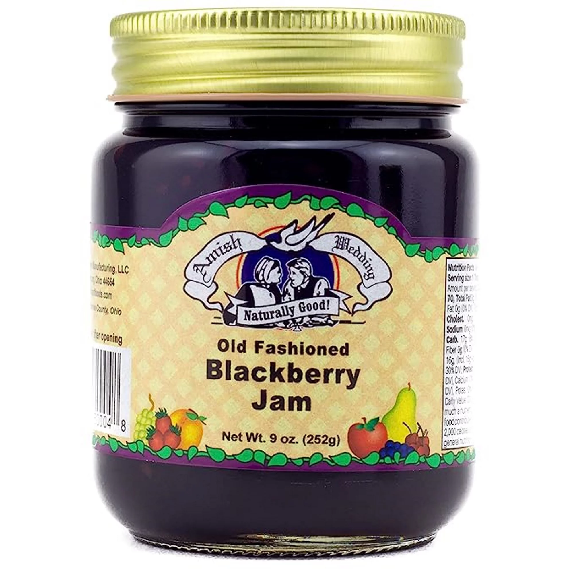 Amish Blackberry Jam Non GMO Vegan All Natural Old Fashioned Taste - 9 oz - 2 Jars