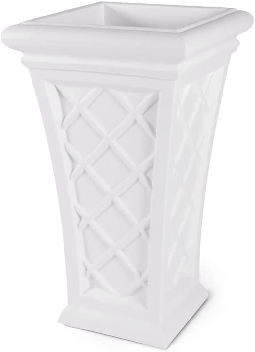 Georgian 28in Tall Planter - White - 16in L x 16in W x 28in H - with 5.2 Gallon Built-in Water Reservoir (5882-W)
