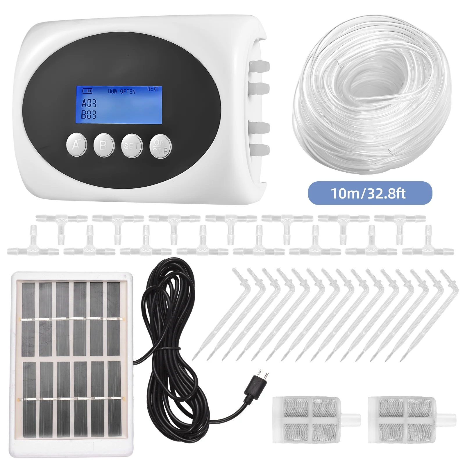 dropper,10m Tube Usb/solar Panel Dual Pump Timed 15 Tube Flowers Solar Dual Drip 10m 3w Solar Lcd Display Panel Powered Pump Timed Dsfen Drip 3w Dual Nebublu Dropper Display Solar Drip 3w