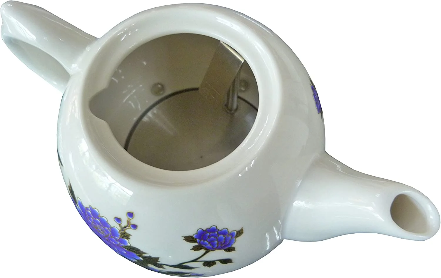 Ceramic Electric Kettle with Peony Flower Pattern Two-tone