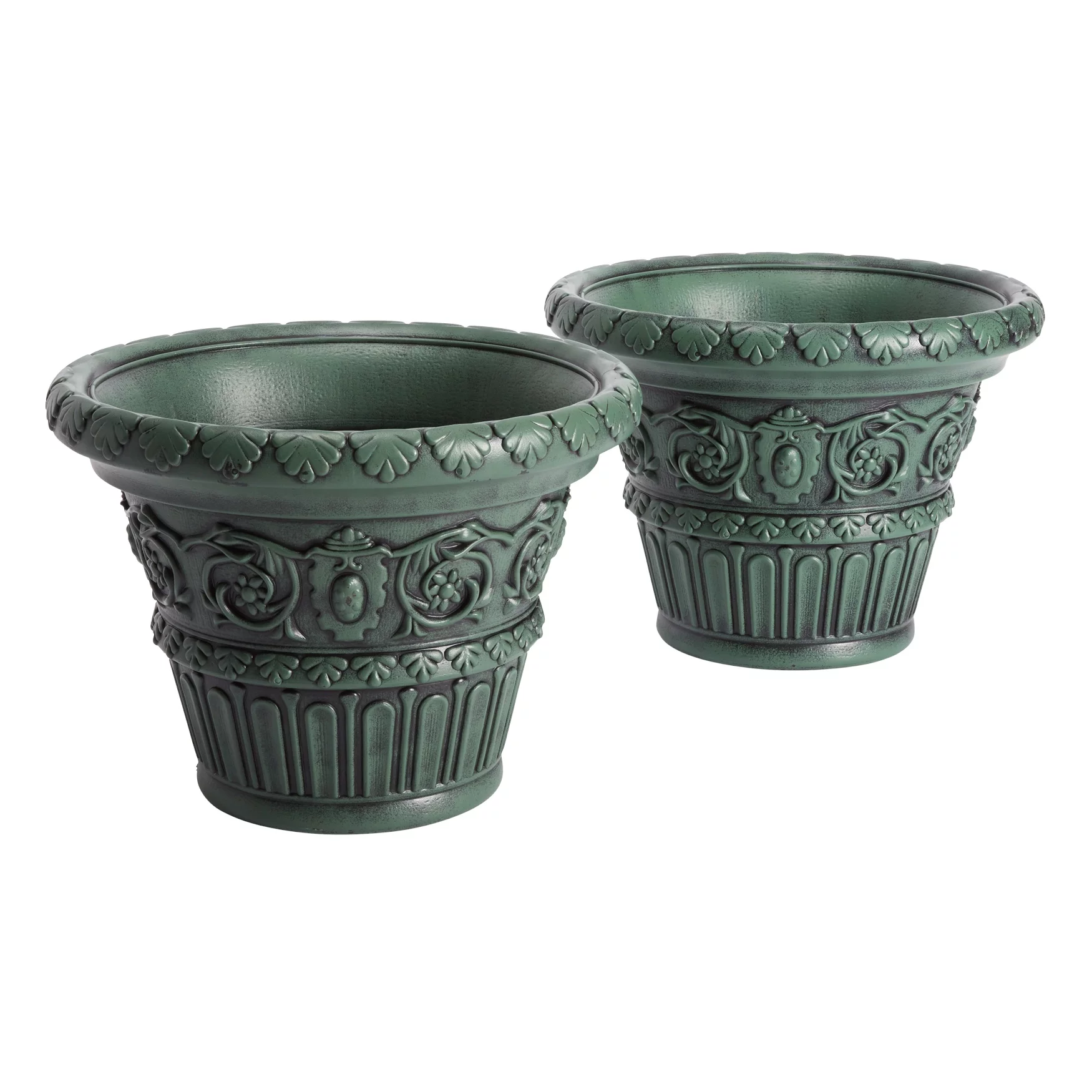 BrylaneHome Set Of 2 Large Romantic Planters - Green