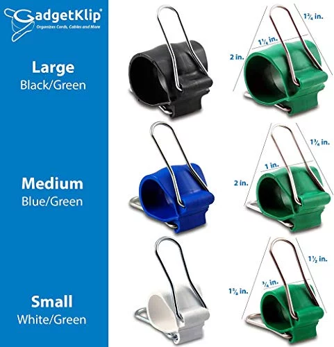 GadgetKlip Garden Clips: Re-usable, simple to use plant accessory for indoor/outdoor use with plants, garden tools, hoops, trellis + plant cages-6 clips- 2 Small White, 2 Medium Blue, 2 Large Black