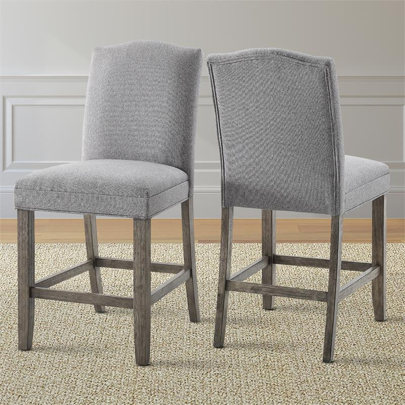 Bowery Hill Contemporary Driftwood and Gray Fabric Counter Chair