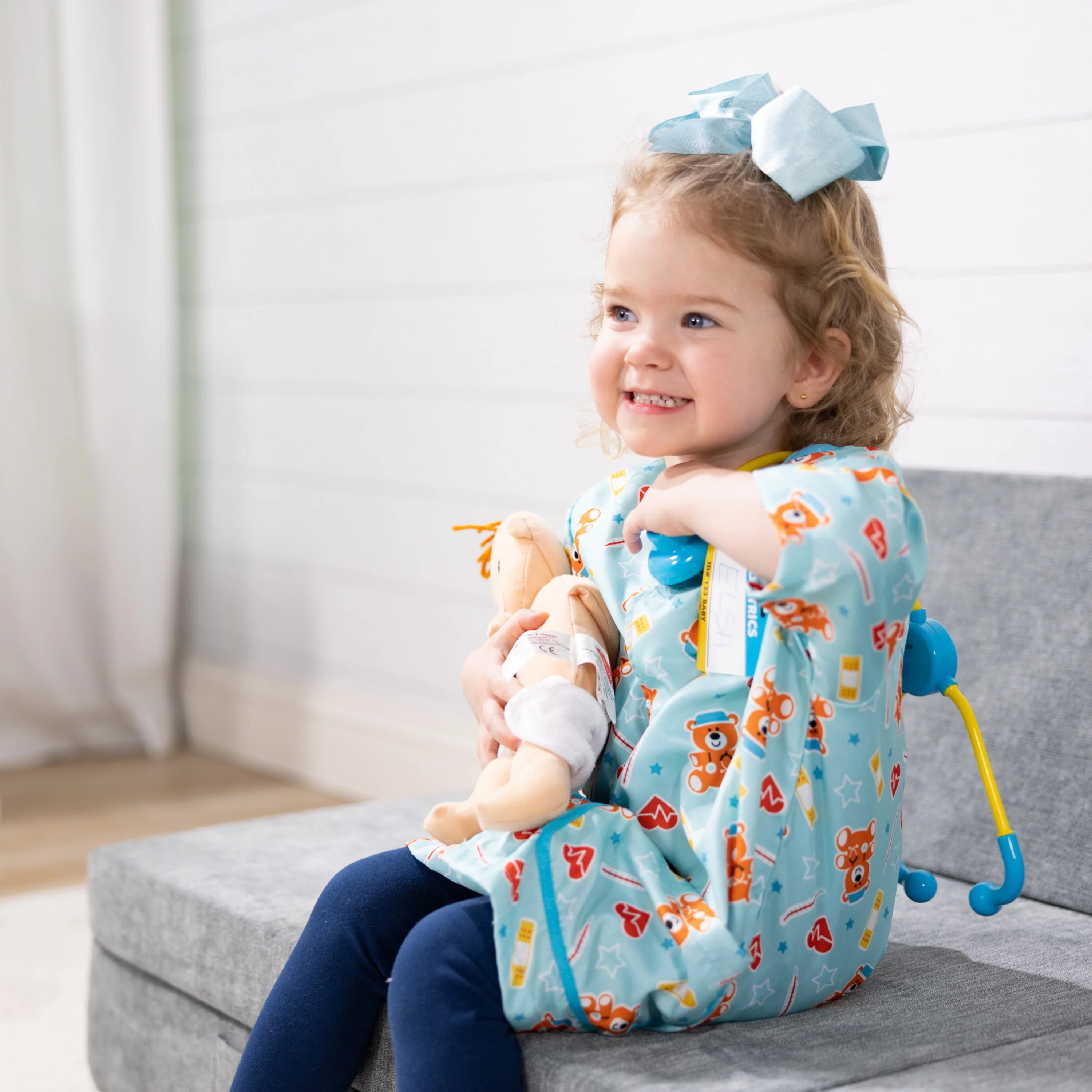 Melissa & Doug Pediatric Nurse Costume Role Play Set (8 pcs) - Includes Baby Doll, Stethoscope