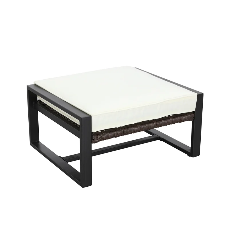 Patio Festival 5-Piece Resin Wicker Conversation Set in Off White and Brown