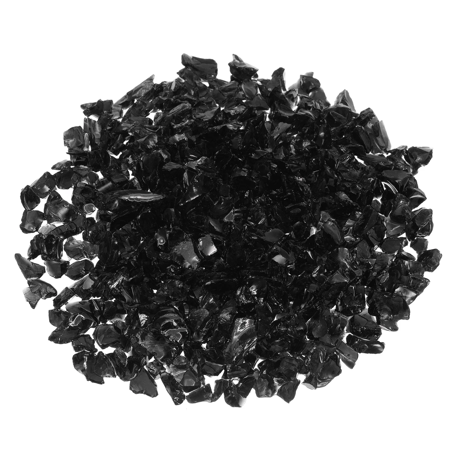 1 Pound Fire Glass Stone, 6-9mm Reflective Fire Pit Glass Rock for Fireplace, Black